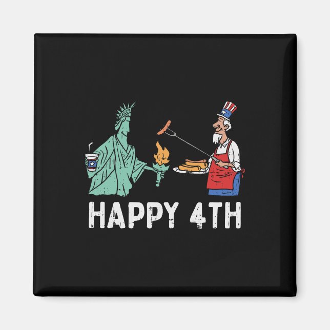 Íman Feliz Quarto Estátua da Liberdade Tio Sam Divertid (Frente)
