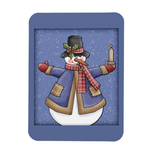 Íman Feliz Snowman com vela (Vertical)