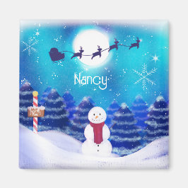 Íman Feliz Snowman Personalizado de Natal