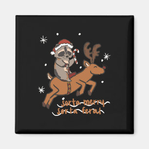 Íman Feliz Sorta Feral Funny Raccoon Natal Xm