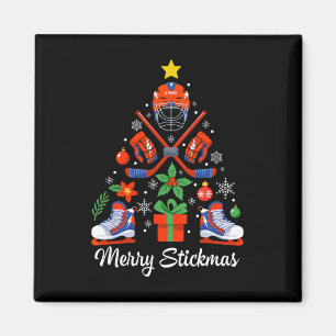 Íman Feliz Stickmas Piada de Natal de Hóquei para Jogad