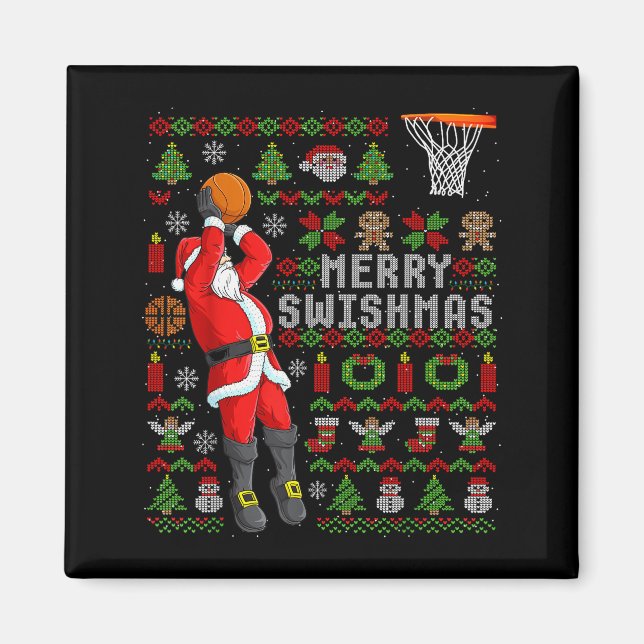 Íman Feliz Swishmas Natal Feio Basquete Natal (Frente)