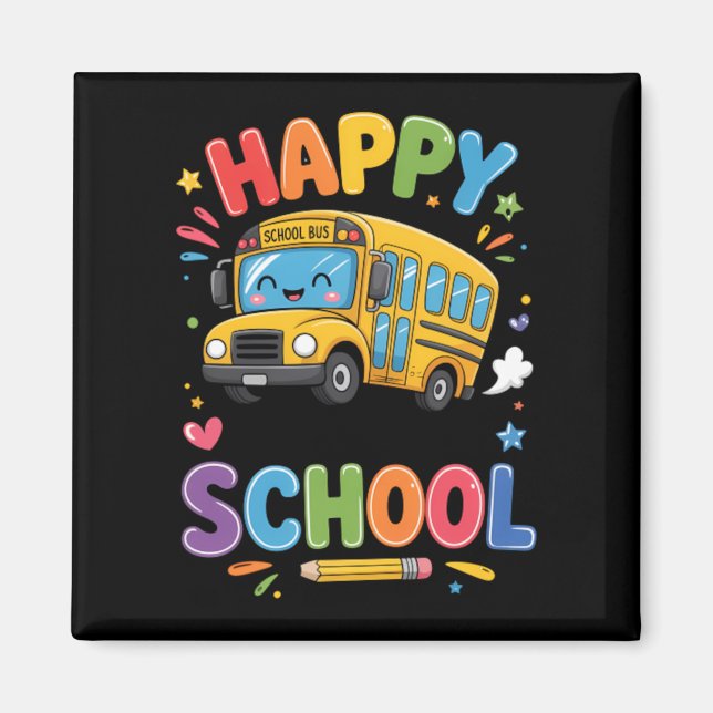 Íman Feliz Último Dia De Aula Ônibus Escolar Fofo Verão (Frente)
