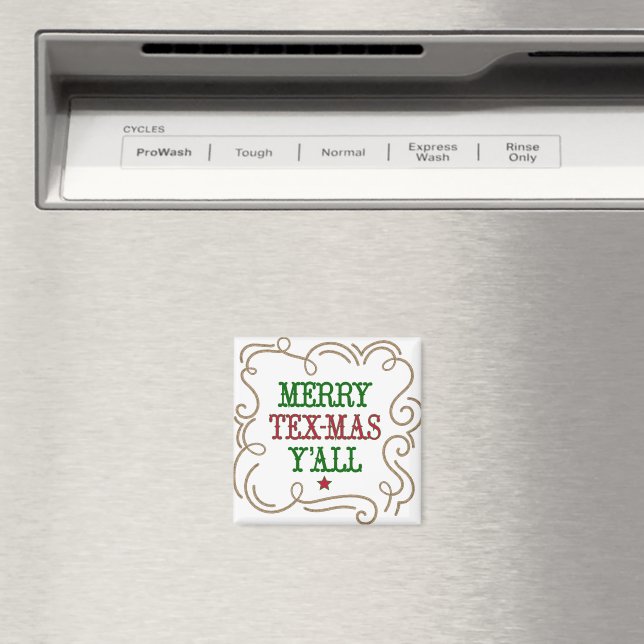 Íman Feliz Vermelha e Verde Natal Tex-Mas Y'all (In Situ (Dishwasher))