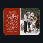Íman Feliz Vermelha Tudo e Foto Sempre Feliz<br><div class="desc">Feliz tudo,  e feliz sempre! Envie cartões de natal quentes para a família e amigos com este ímã de fotos de feriado personalizável. Apresenta caligrafia festiva moderna. Personalize este ímã de fotos de feriado adicionando seus detalhes. Este moderno ímã fotográfico de feriado está disponível em outros estoques de papelão.</div>