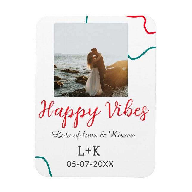 Íman Feliz Vibes, casal de feriado, data do casamento v (Vertical)