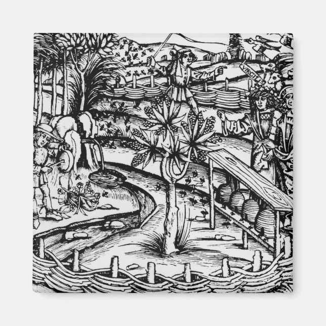 Íman Felizes criadores que cultivam abelhas, ilustração (Frente)