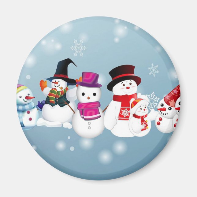 Íman Felizes Feriados Snowmen (Frente)