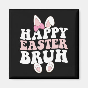 Íman Felz pascoa Bruh Bro Bunny Egg Hunt Groovy Retro