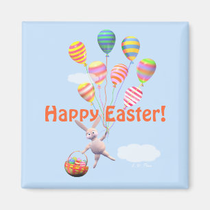 Íman Felz pascoa Bunny e Balões
