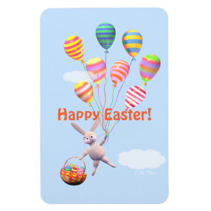 Íman Felz pascoa Bunny e Balões