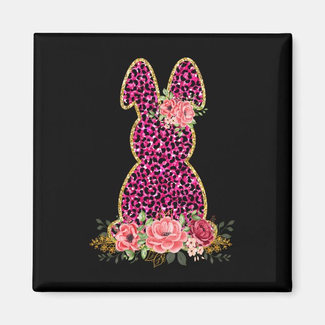 Íman Felz pascoa de coelhinho rosado-rosado-leopardo (Frente)