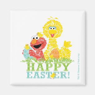 Íman felz pascoa de Elmo e Big Bird