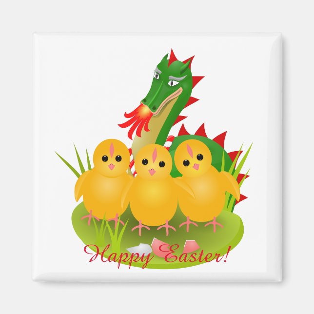 Íman Felz pascoa de três pintinhos e Dragão de Mons (Frente)