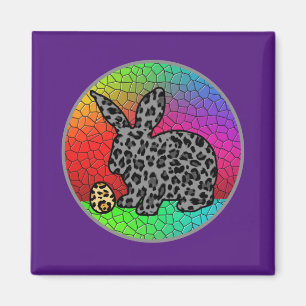 Íman felz pascoa Leopard Print Bunny Rabbit e Ovo T
