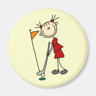 Íman Female Stick Figura Golfer