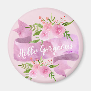 Íman Feminino Bonito Chic Floral Rosa Bege Olá Maravilh