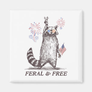 Íman Feral And Free Raccoon, Funny Raccoon 4 De Julho