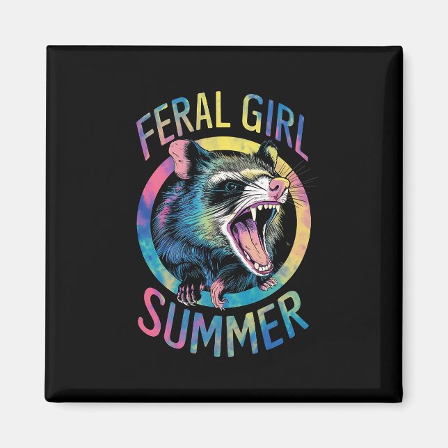 Íman Feral Girl Summer Ogambm Tie Dye Raccoon (Frente)