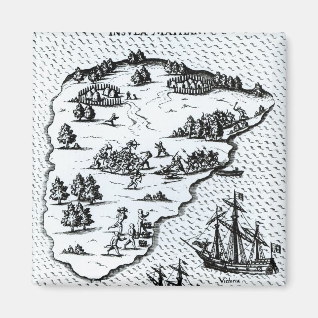 Íman Ferdinand Magellan Fighting Natives in Island (Frente)