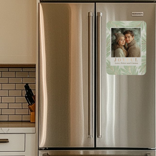 Íman Feriado da Árvore Verde Pastel (Pastel Green Palm Tree Photo Magnet)