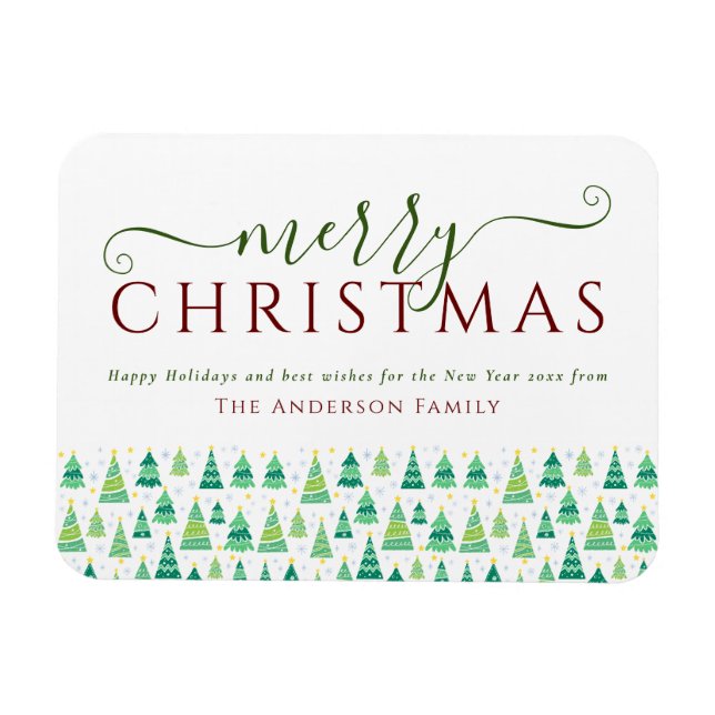 Íman Feriado da Família Feliz de Árvores de Natal (Horizontal)