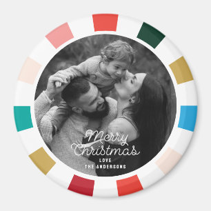 Íman Feriado de Foto do Quadro de Verificação Colorido