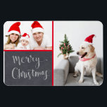Íman Feriado de Foto Duplo Design do Feliz Natal<br><div class="desc">Imagem personalizável de fotos de Natal com as suas duas fotos favoritas.</div>