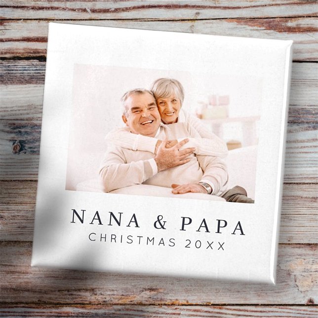 Íman Feriado de Foto Personalizada da Vovó Moderna e Si (Criador carregado)