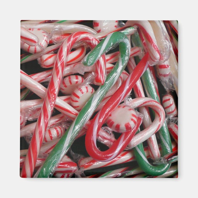 Íman Feriado de Natal Candy Canes and Peppermints (Frente)