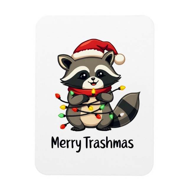 Íman Feriado de Natal da feliz Trashmas Funny Raccoon (Vertical)