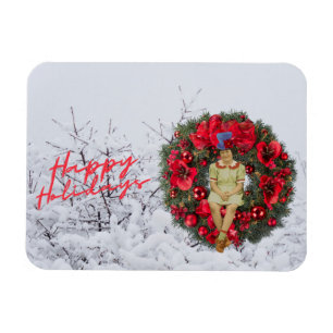 Íman Feriado de Natal da Whimsical Vintage Girl