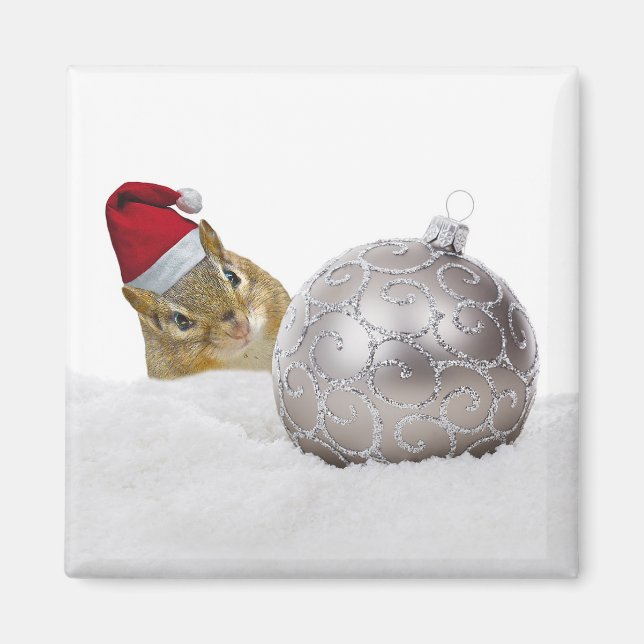 Íman Feriado de Natal em Prata e Neve (Frente)