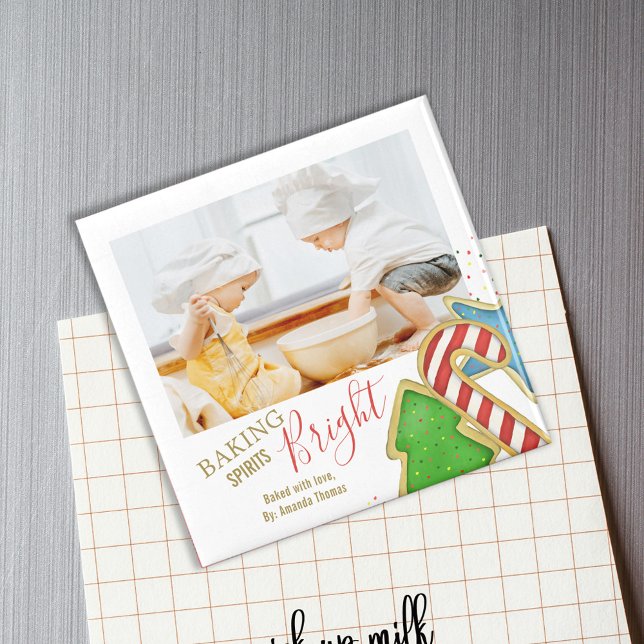 Íman Feriado de Natal Feriado Whimsical Cookie Cutout (Christmas cute photo magnet with photo template. )