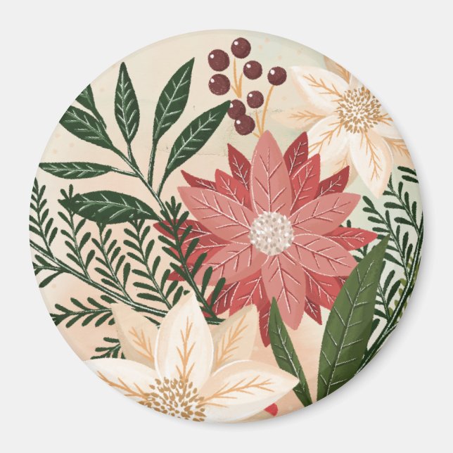 Íman Feriado de Poinsettia de Natal Festivo Elegante (Frente)