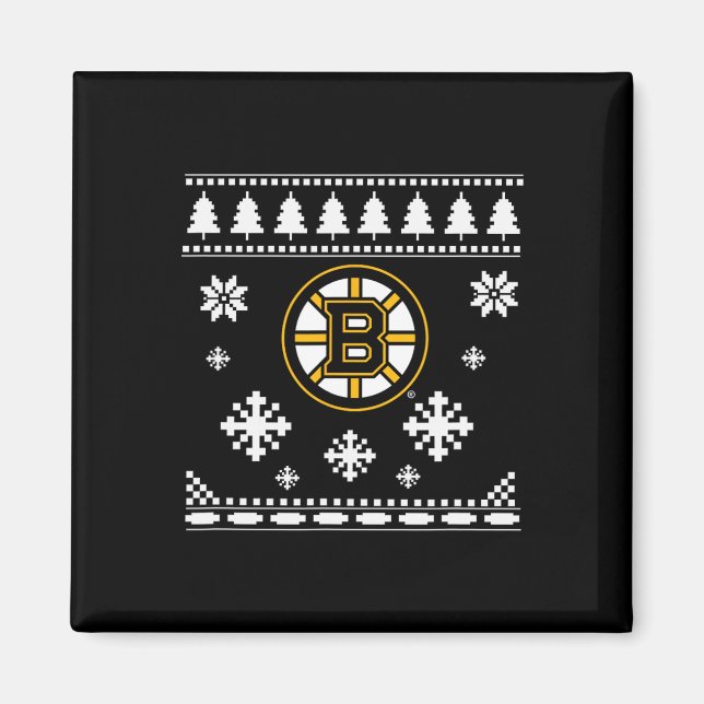 Íman Feriado de Sweater de Natal Feio de Boston Bruins (Frente)