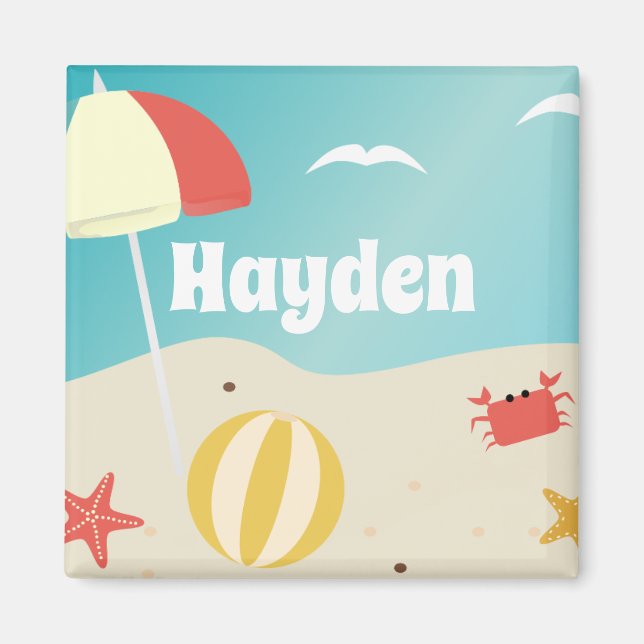 Íman Feriado na praia de Verão personalizado (Frente)