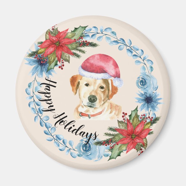 Íman Feriado Personalizável do Boné Yellow Lab (Frente)