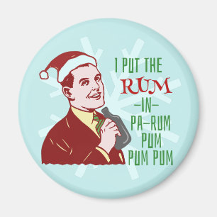 Íman Feriado retro do homem do bebendo do rum do Natal