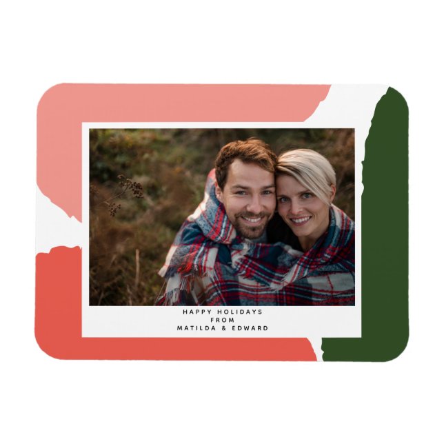 Íman feriado verde-rosa-abstrato moderno (Horizontal)