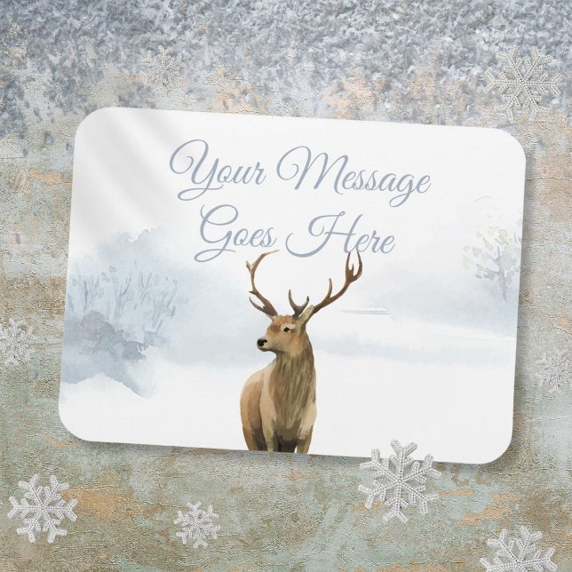 Íman Feriados de Natal de Stag Woodland Personalizados (Custom Winter Woodland Stag Christmas Holidays Magnet)