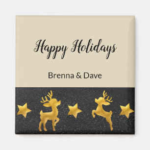 Íman Feriados felizes personalizados com a Reindeer de