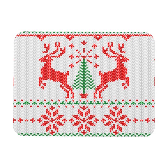 Íman Feriados White Knit Ugly Sweater Ho Deer (Horizontal)