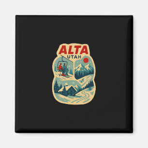 Íman Férias de Esqui Vintage Alta Utah Lembrança de Via