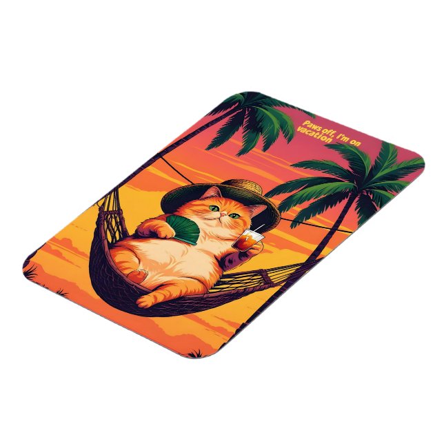 Íman Férias De Gato De Verão, Retro Engraçado (Left Side)