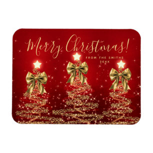 Íman Férias Elegantes Dourado Vermelho Árvores de Natal