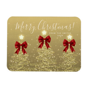 Íman Férias Elegantes Dourado Vermelho Árvores de Natal