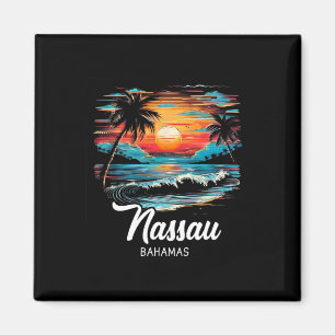 Íman Férias Familiares Retro Bahamas Sunset Nau