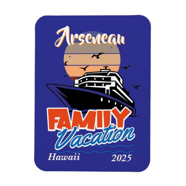 Íman Férias Familiares Sunset Personalizar Azul (Vertical)