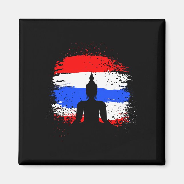 Íman Férias retrô buda tailandês bandeira da Tailândia (Frente)